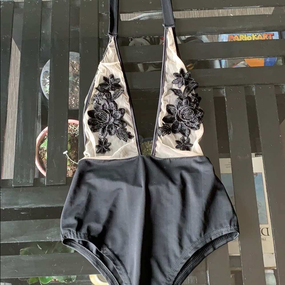 Sheer Tie Up Halter Top Bodysuit